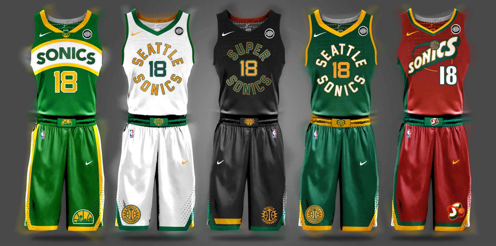 seattle supersonics jersey and shorts